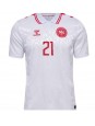 Danmark Morten Hjulmand #21 Replika Borta Kläder EM 2024 Kortärmad